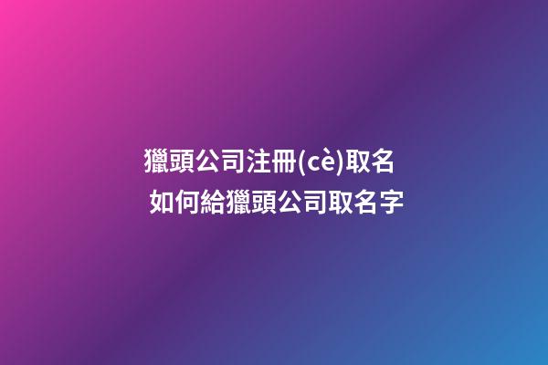 獵頭公司注冊(cè)取名 如何給獵頭公司取名字-第1張-公司起名-玄機(jī)派